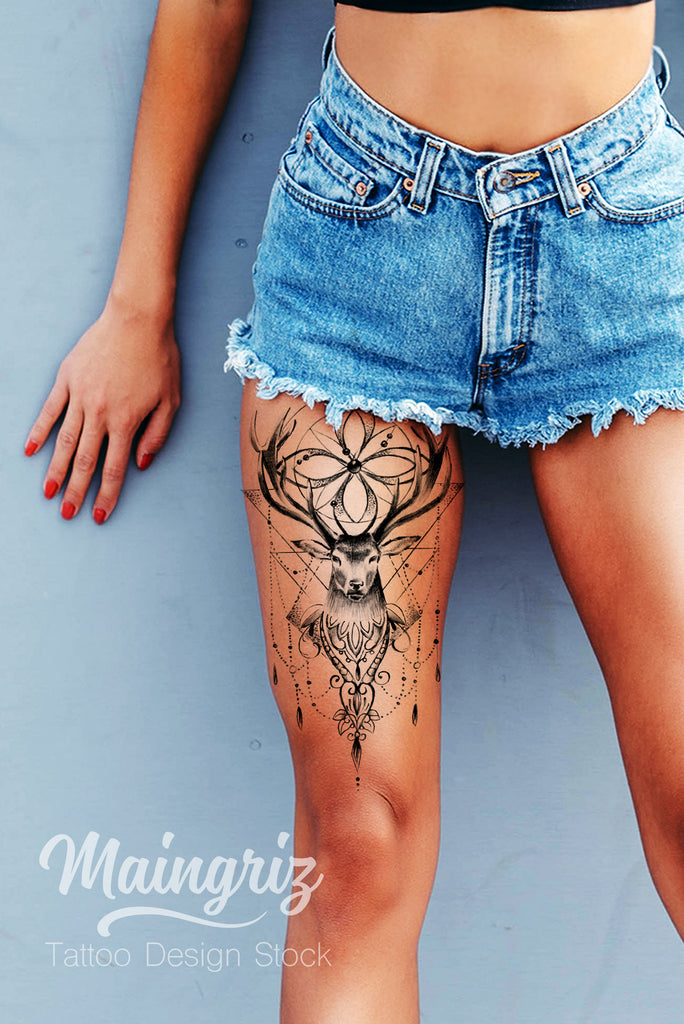 Deer Antler Temporary Tattoo Sticker - OhMyTat
